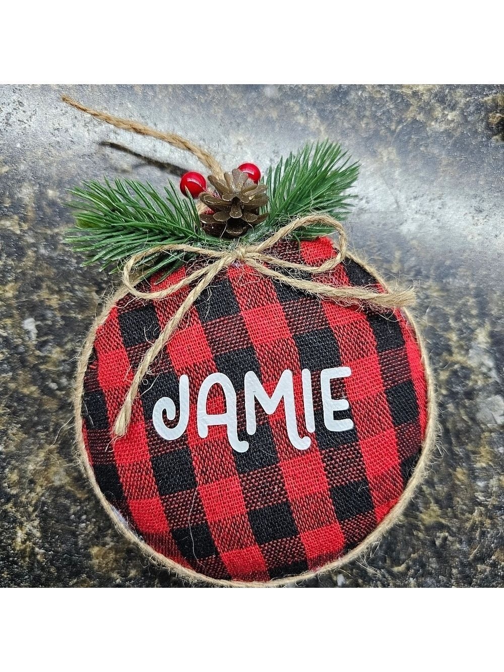 Personalized Plaid Ornament